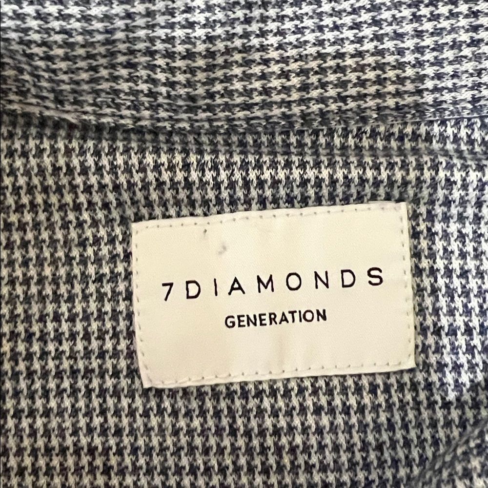 7 Diamonds Navy Patterned Casual Shirt - Picture 2 of 8